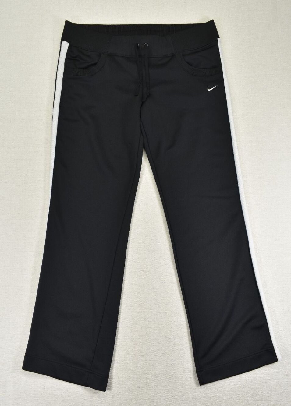 Y2K Nike Women Athletic Training Pants Size XL 16/18 Black White Straight Leg